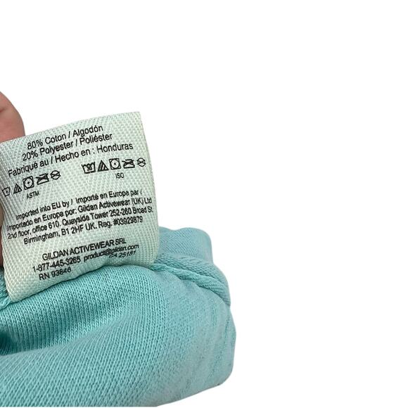 Comfort Colors Cherry Coquette Bow Sweatshirt Cotton Teal Blue‎ Size XL - Picture 9 of 9